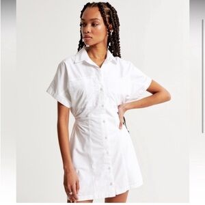 Abercrombie White Short-Sleeve Poplin Dress